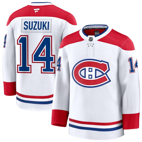 Mens Montreal Canadiens #14 Nick Suzuki Fanatics White Away Jersey